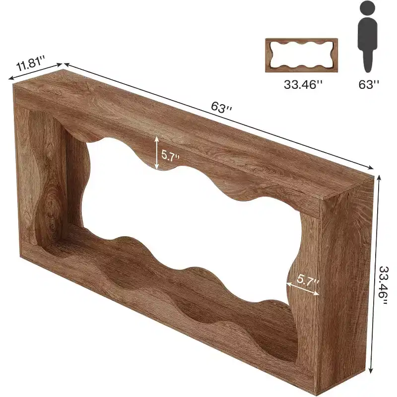 Lantine 63 Inches Farmhouse Console Table with Storage, Wood Grain Narrow Stand for Entryway Living Room, Behind Sofa Long Entryway Sofa Station