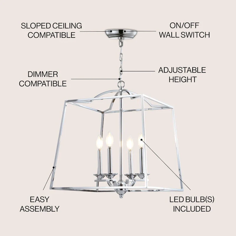 Virginia 14.5  3-light Metal LED Pendant, Chrome by JONATHAN Y