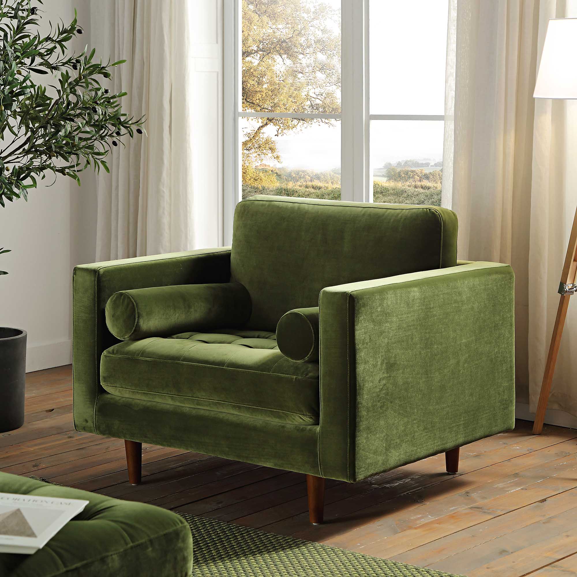 Armchair, Moss Green Velvet