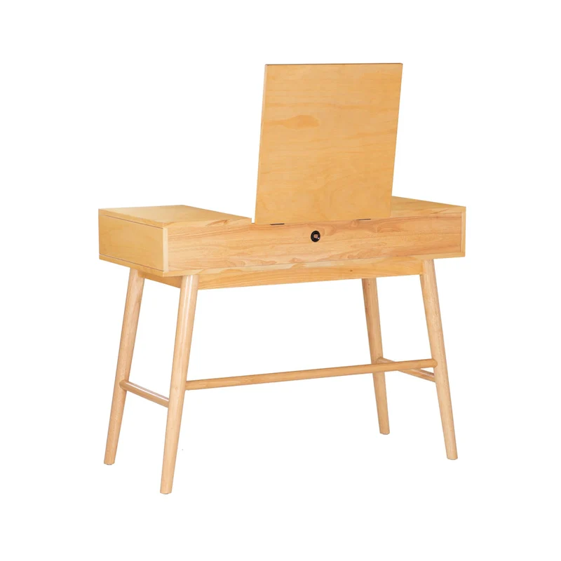 Natural Wooden Vanity with 2 Cane Drawers