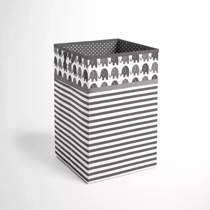 Bacati - Elephants White/Gray Collapsible Laundry Hamper