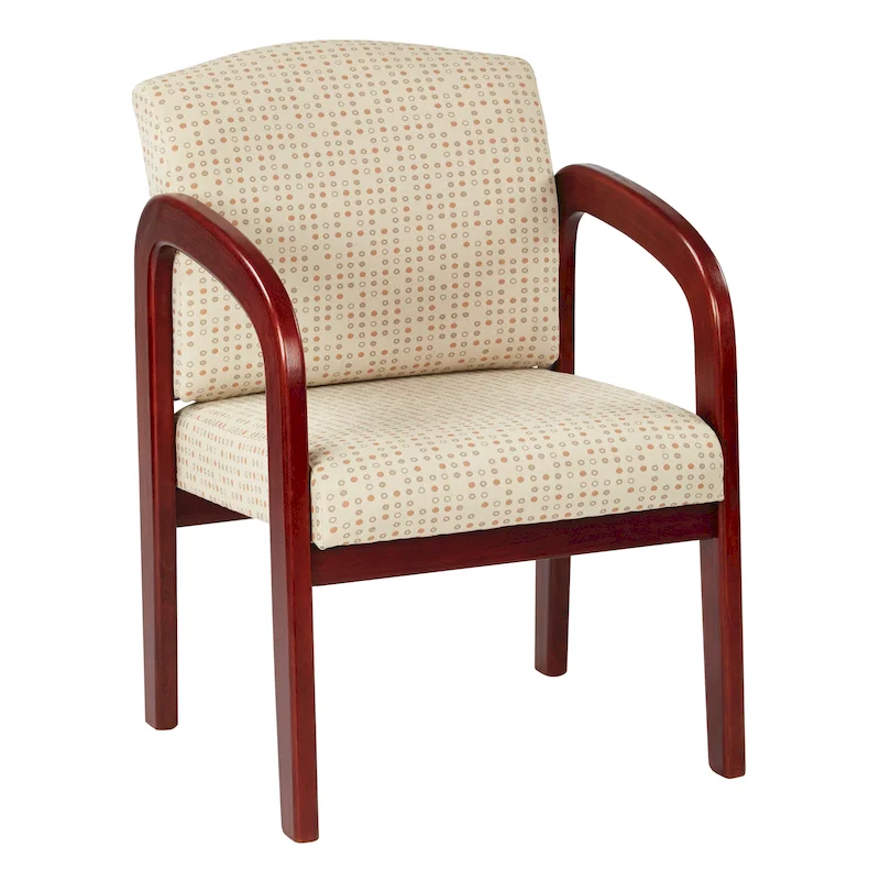 Fabric Upholstered Wood Visitor Chair – Indigo / Cocoa / Ash / Luna, Cherry Wood Frame, Single