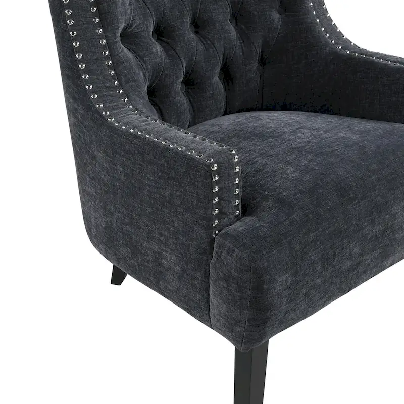 Modern Traditional Accent Chair Chenille Upholstery Button-Tufted Solid Wood 1pc Living Room Furniture