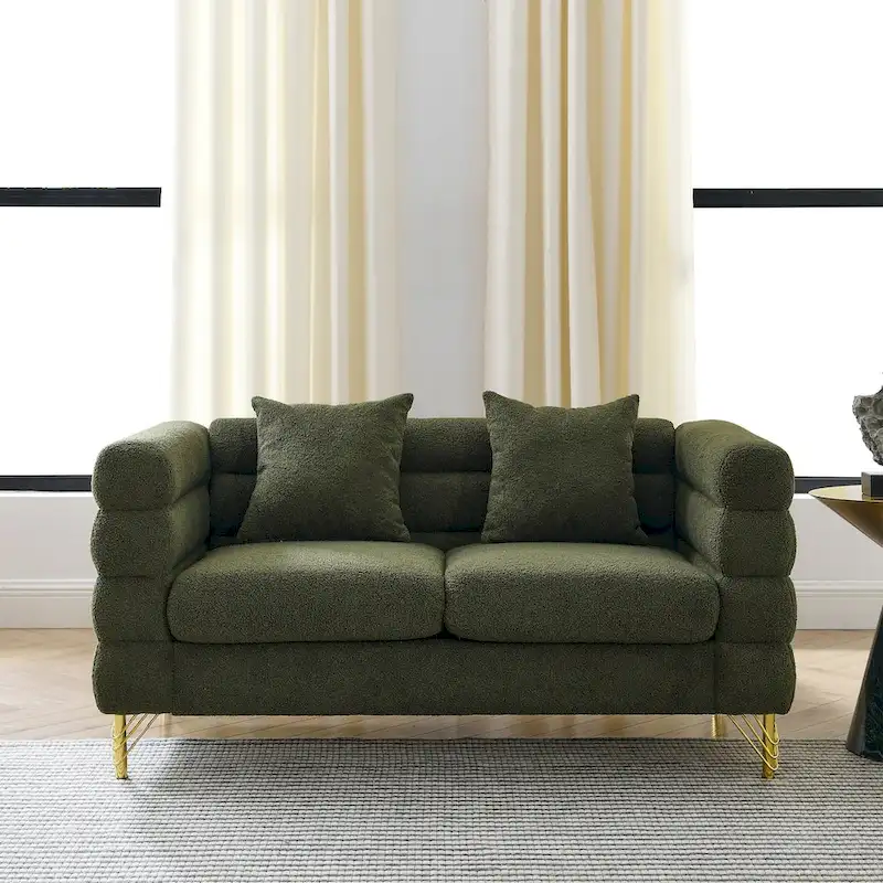 2-Seater Loveseat Sofa with 2 Throw Pillows