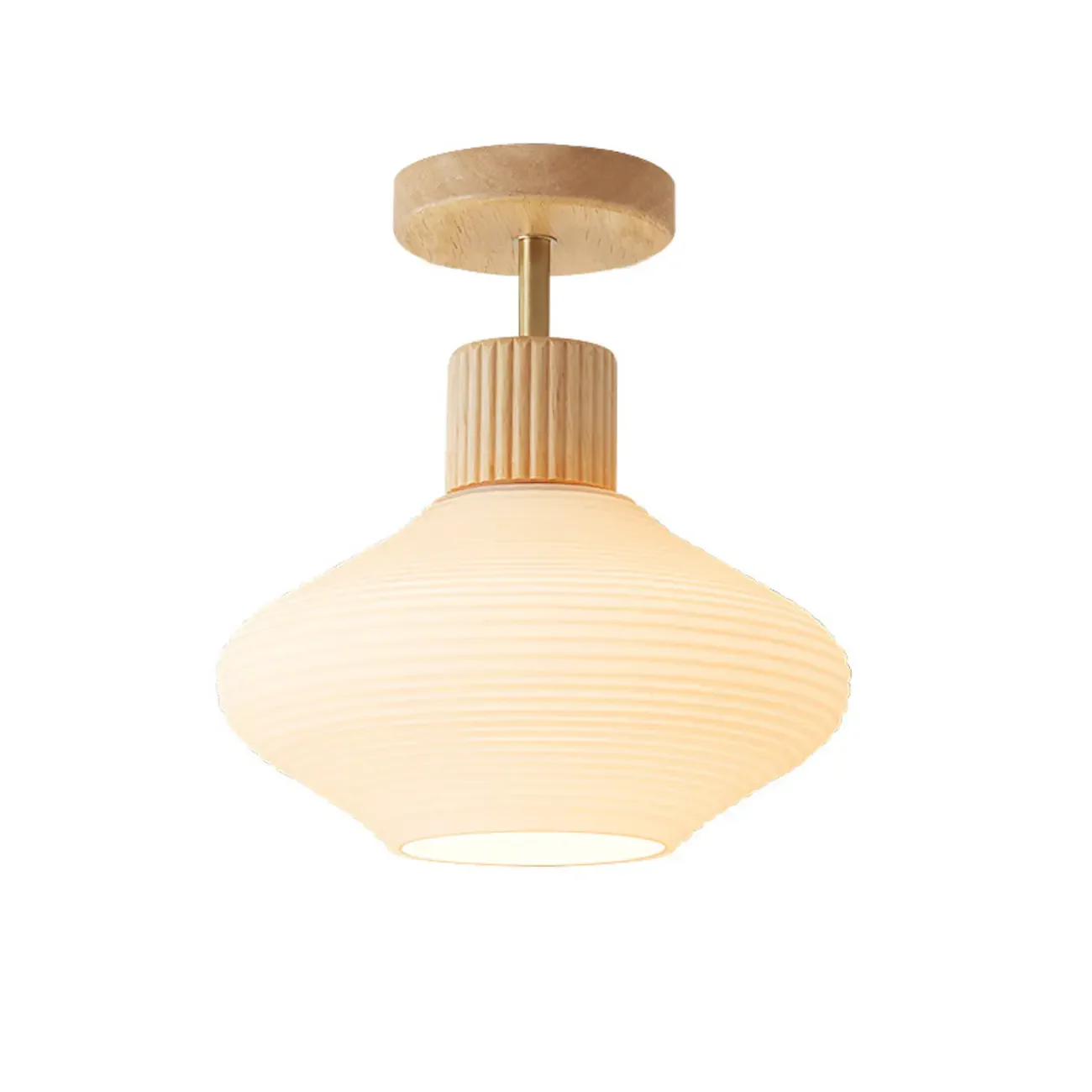5 to 9 Inch Geometric Wooden Semi Flush Ceiling Light