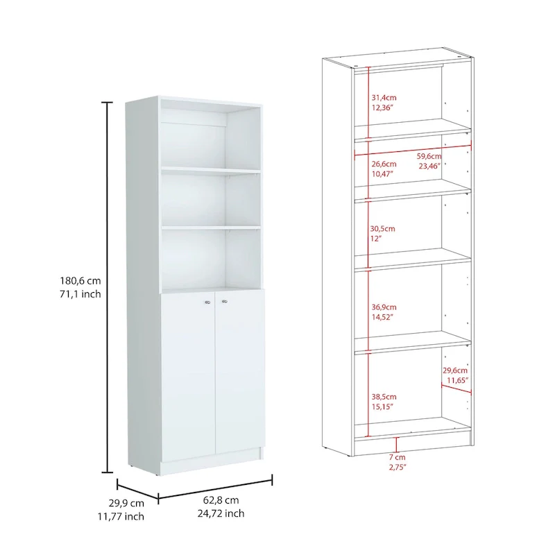 3pc Bookcase set 74 Wide 4-Shelf Double Cabinet