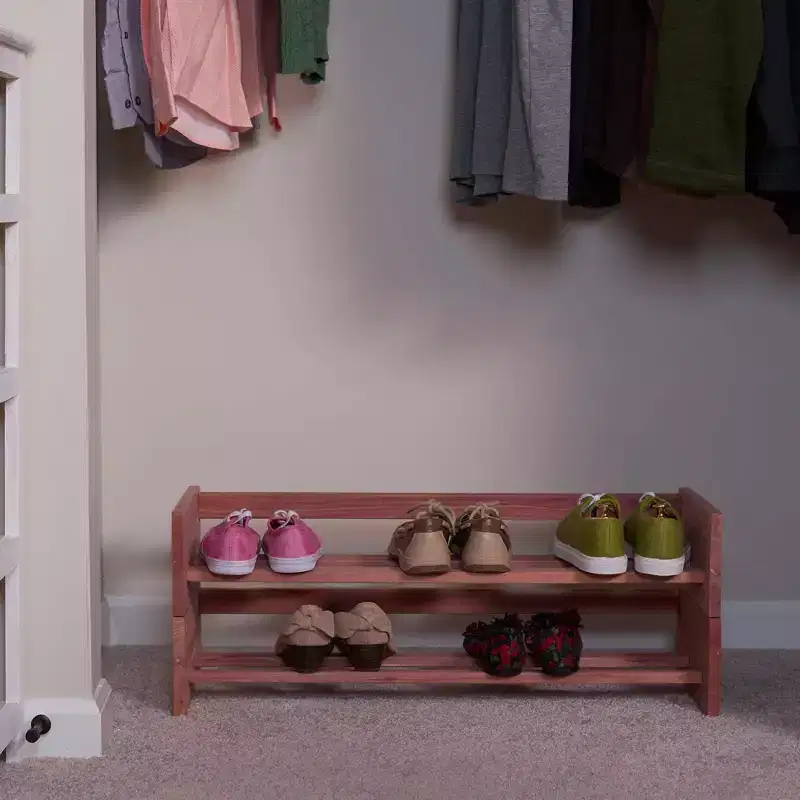 Household Essentials Cedar Fresh Stackable Shoe Rack: Ground Freestanding Shoe Storage for Closet & Entryway, Holds 8 Pairs