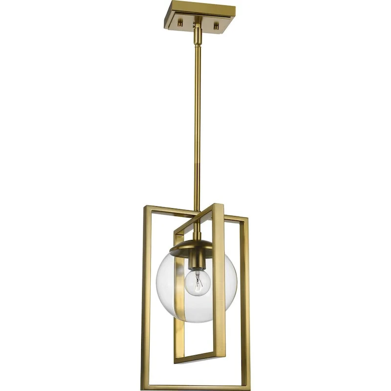 Atwell Collection One-Light Brushed Bronze Clear Glass Luxe Pendant Light - 11.500  x 16.000  x 10.500