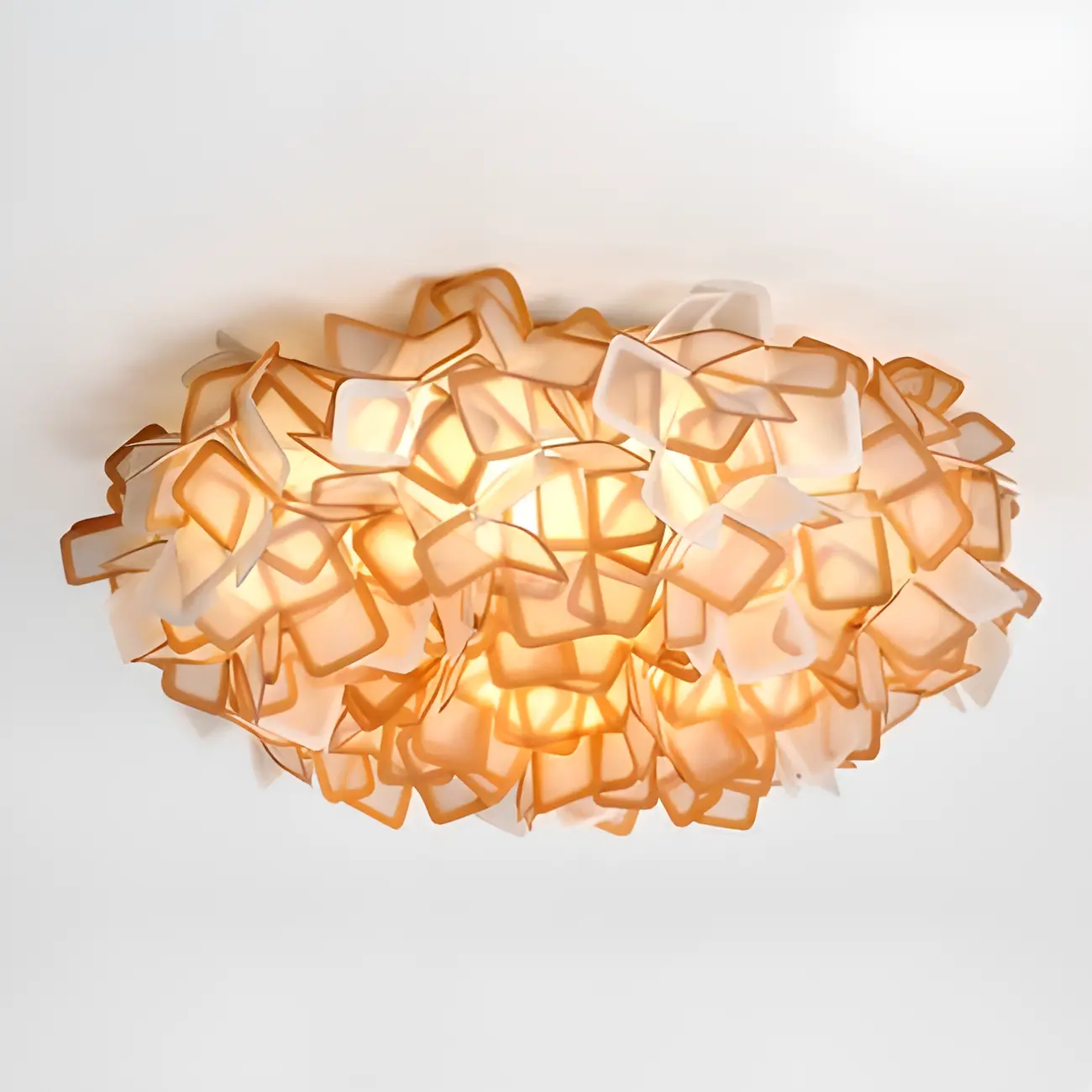 Art Deco White Geometric Plastic LED Flush Mount Ceiling Light