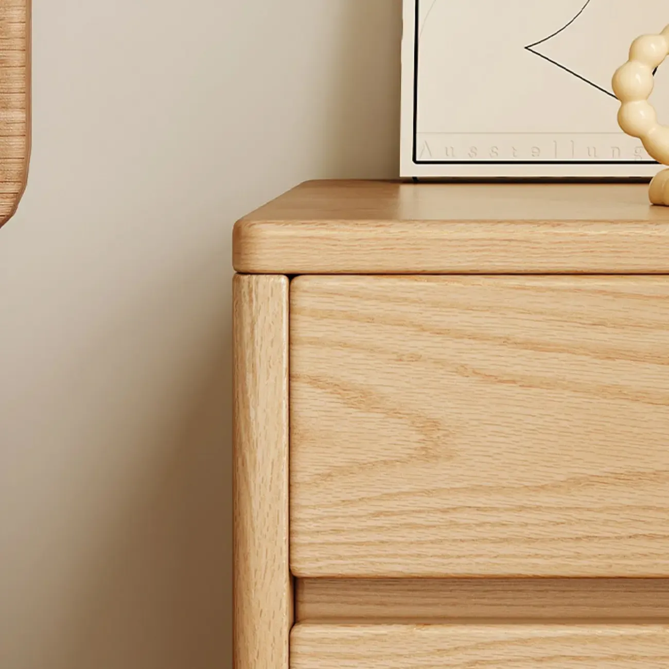 Natural Finish Wood Nightstand with Drawers