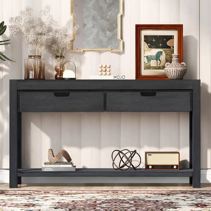 55.1W Console Table with 2 Drawers and 1 Shelf - N/A
