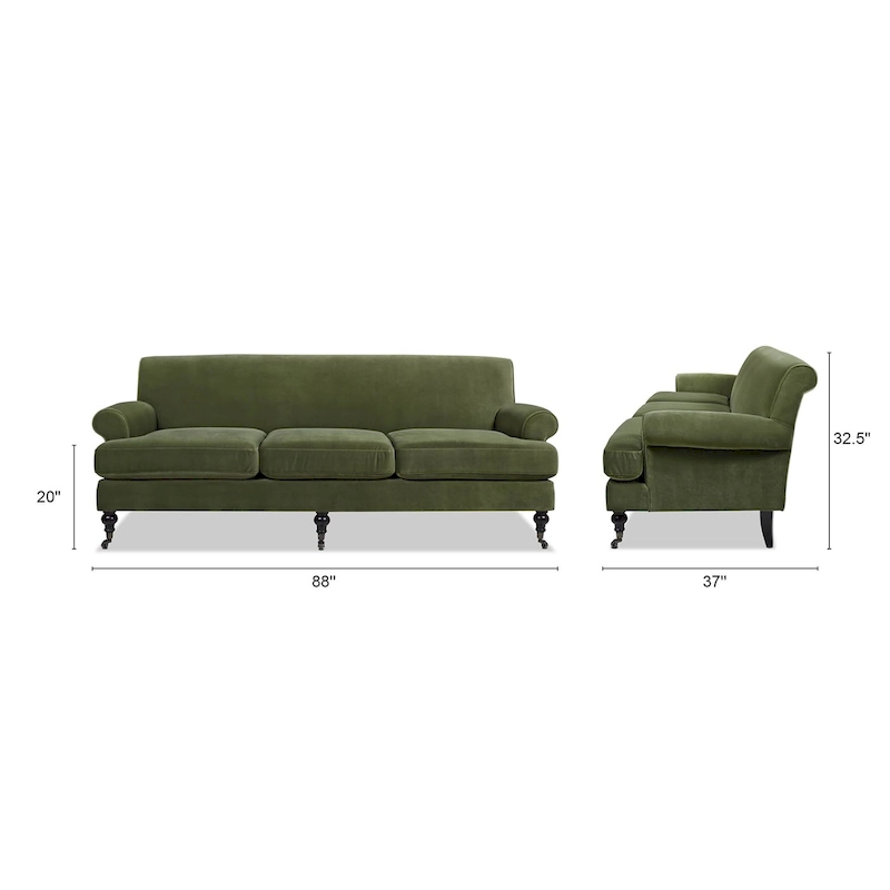 Alana Lawson 88 Inch Living Room Sofa  Three Cushion Couch with Rolled Arms and Tight Back  Minimal Assembly Required