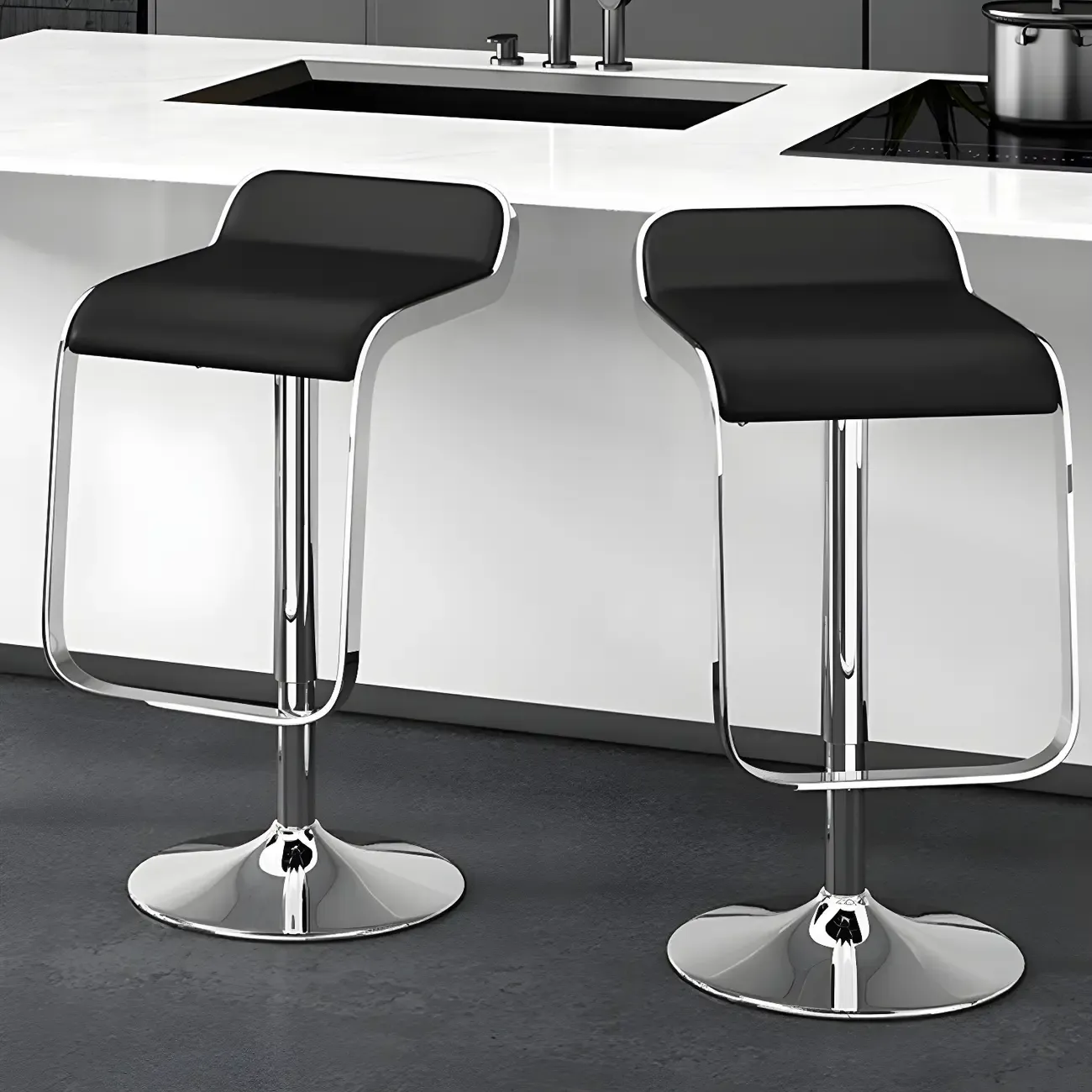Leather Low Back Metal Adjustable Swivel Bar Stools