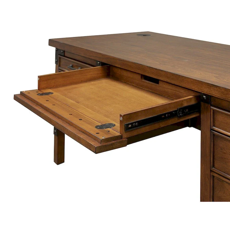 Addison Rustic Half Pedestal Executive Desk, Writing Table, Office Desk, Brown