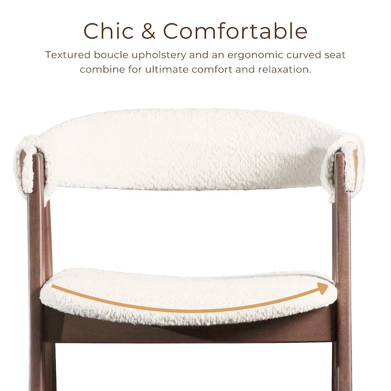 Furniture of America Shaw Mid-century Boucle Wood Dining Chairs (Set of 2)