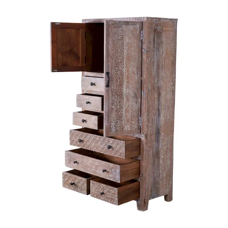 Solid Wood Freestanding Wardrobe Cabinet - N/A