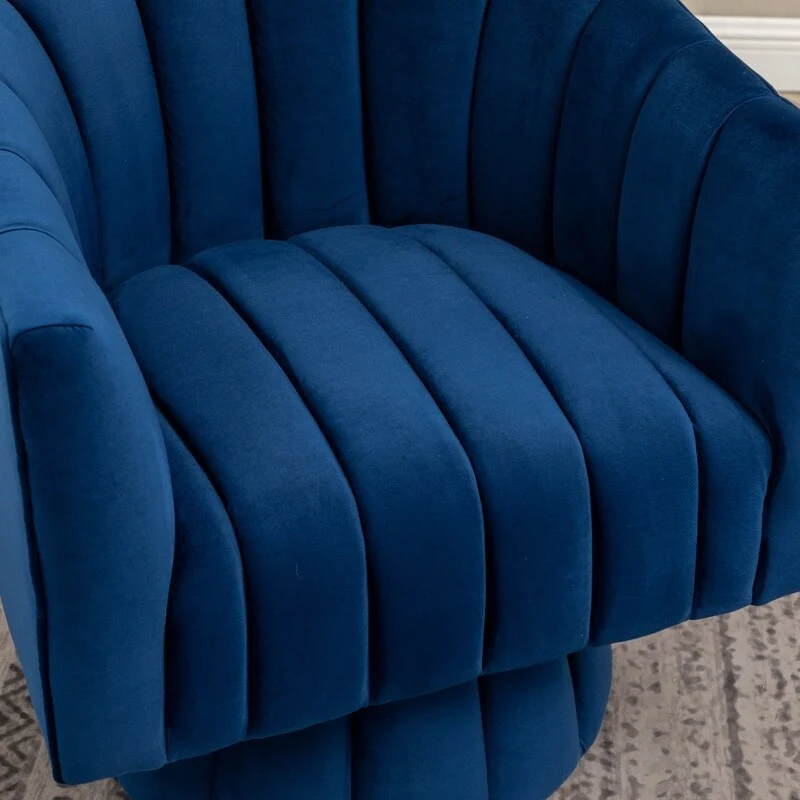 SEYNAR Modern Glam Velvet Upholstered Round 360 Degree Swivel Accent Barrel Chair Set of 2