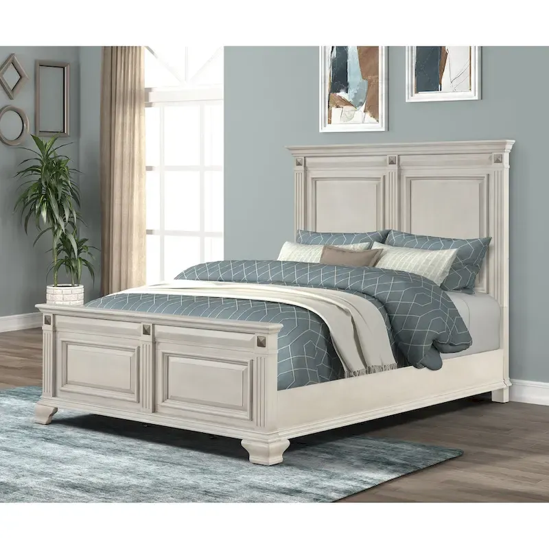 Roundhill Furniture Renova Distressed Parchment Wood 5-piece Bedroom Set