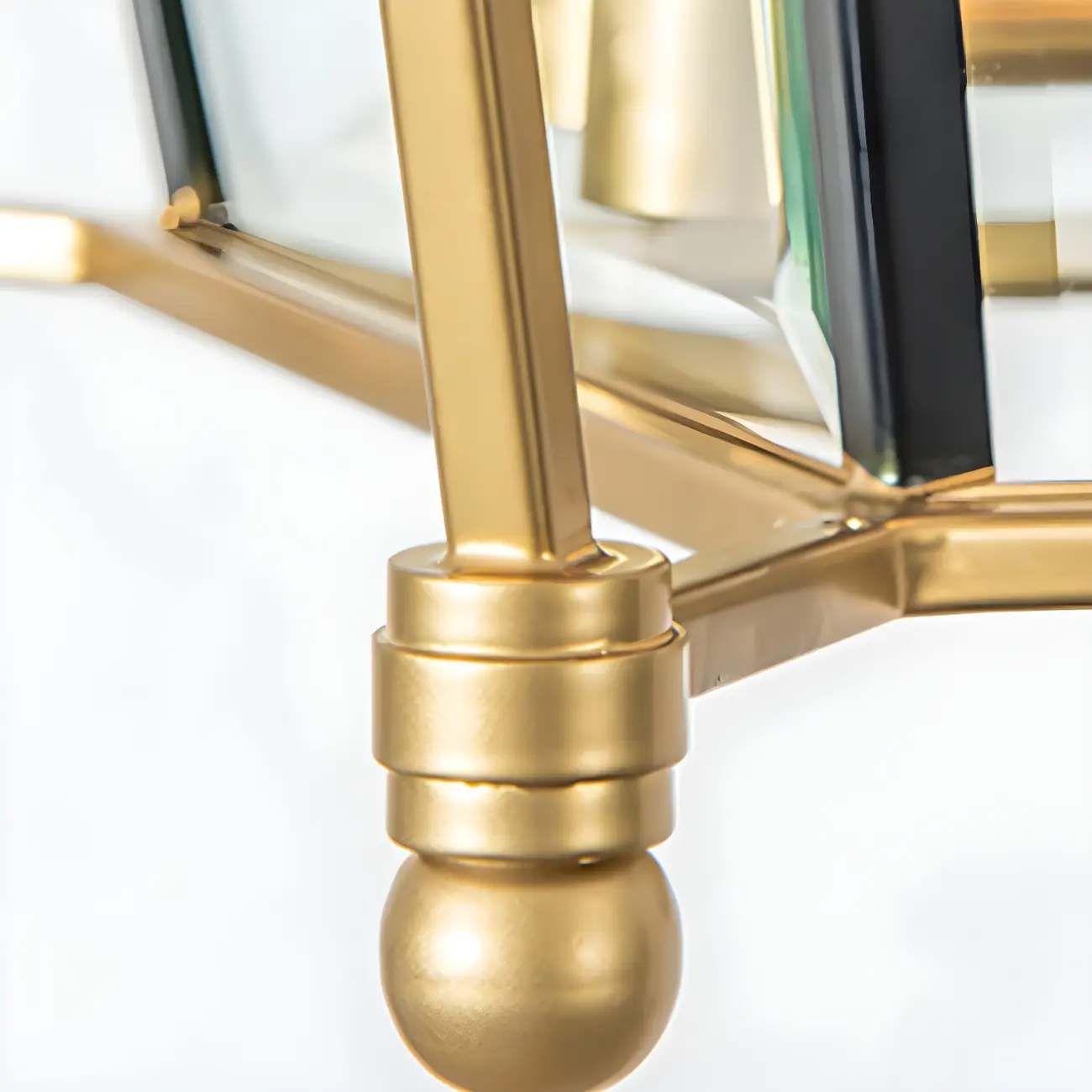 Adjustable Kitchen Gold Square Glass Caged Candle Chandelier