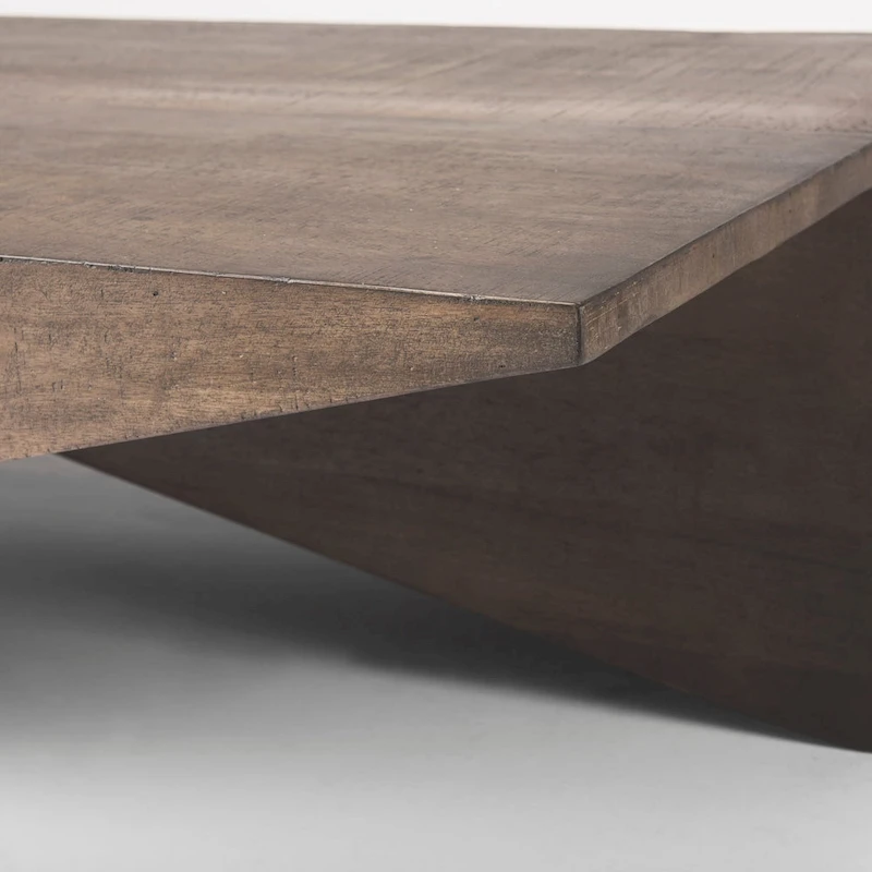 West Medium Brown Solid Wood Angular Coffee Table - 58.5L x 19W x 19H