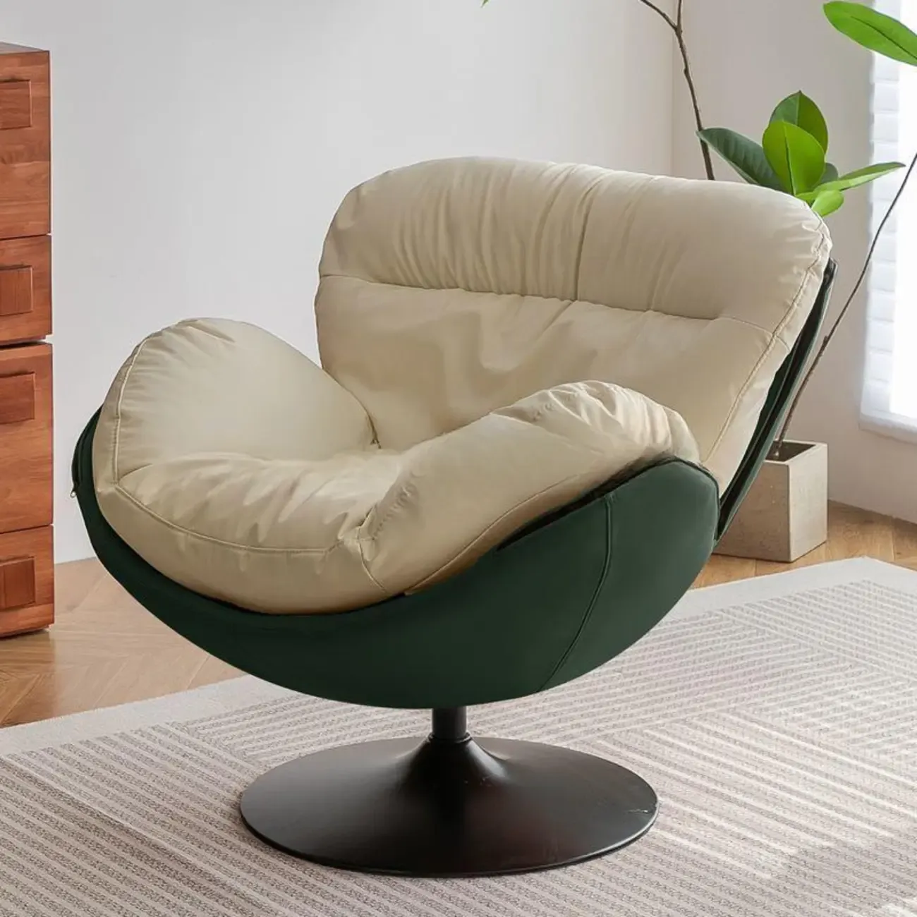 Simple Modern Cat-Resistant Leather Swivel Accent Chair