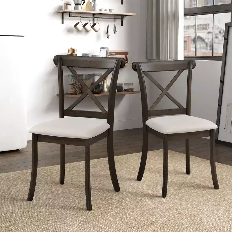 Vatros Wooden Dining Chairs Set of 2, Modern Upholstered Dining Room Chair