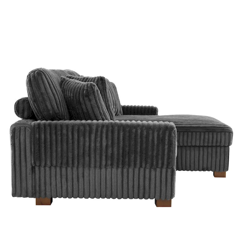 Upholstered Chenille Velvet L Shaped Couch Modular Sofa With Chaise Lounge