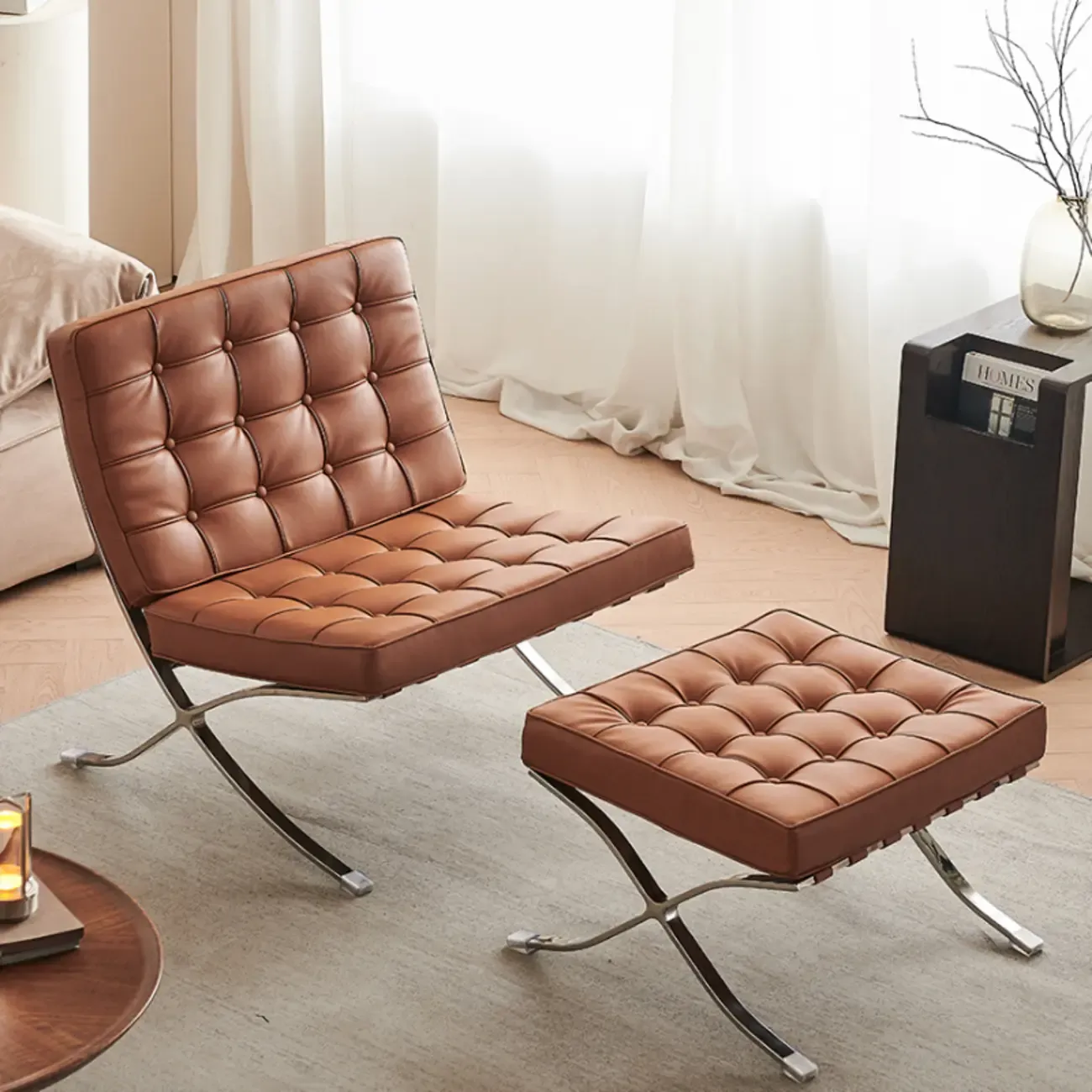 Modern Nappa Reclining Lounge Chair