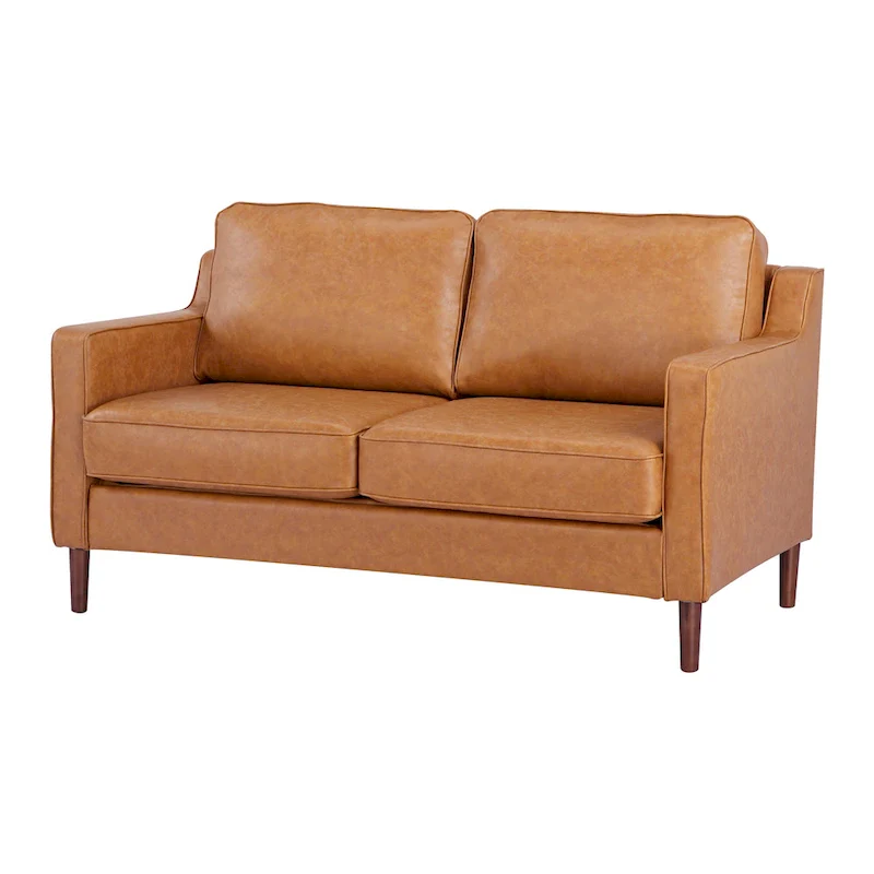 Sedona Modern Loveseat Sofa, Faux Linen / Vegan Leather Couch - N/A
