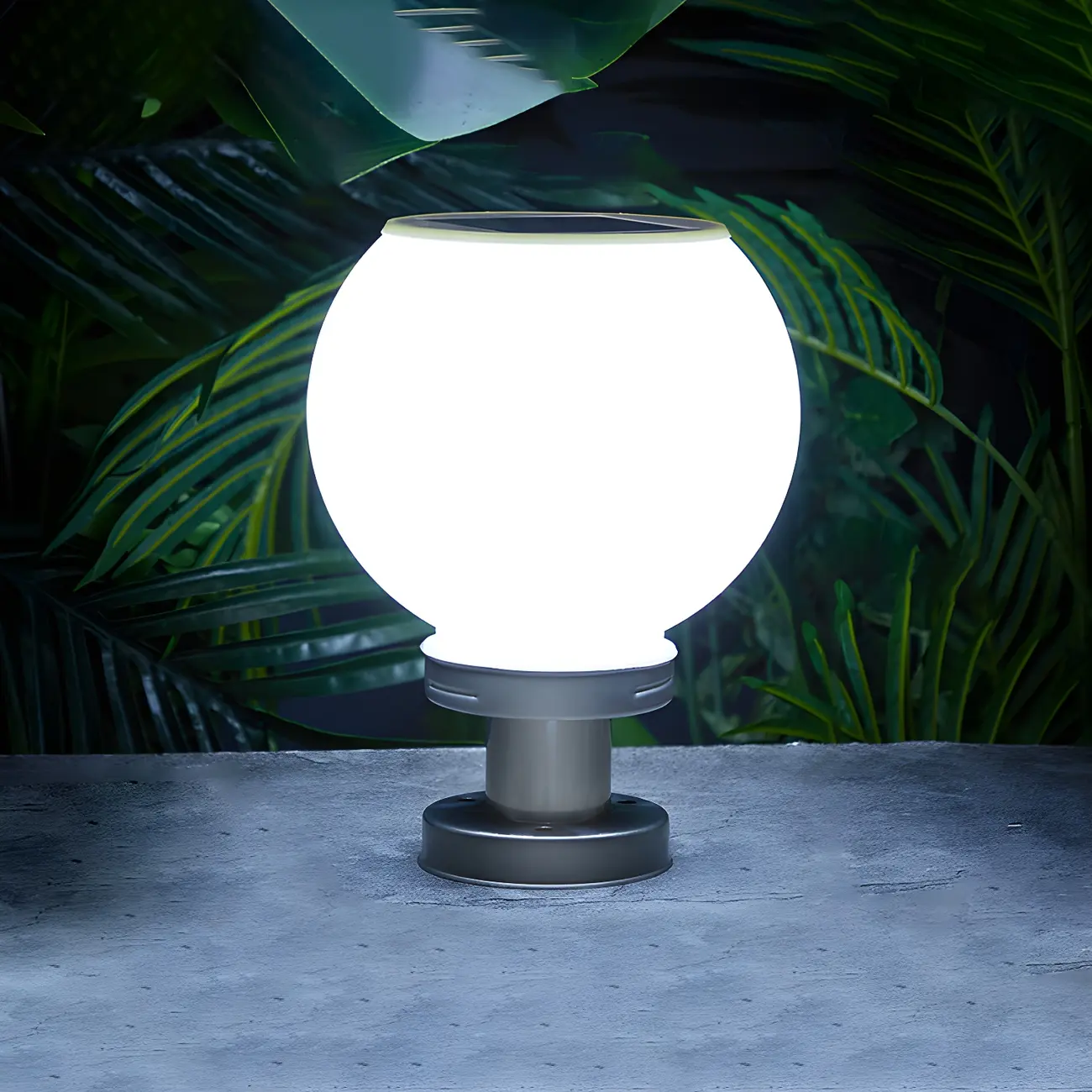 Modern White Ball Solar Outdoor Post Lights