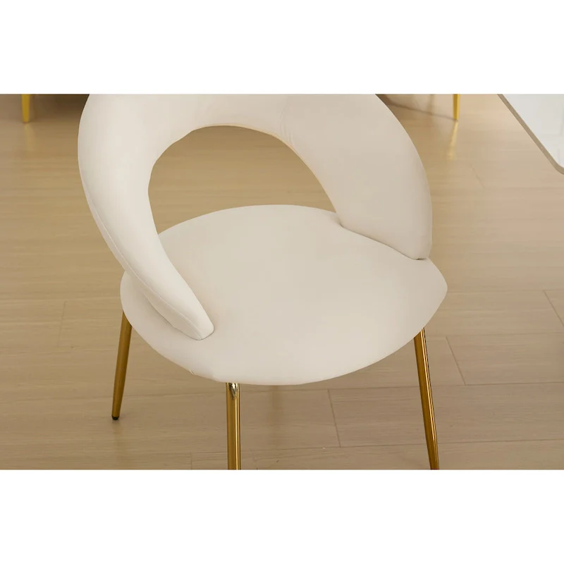 Velvet Dining Chair with Curved Backrest - Gold Legs - Single Seat