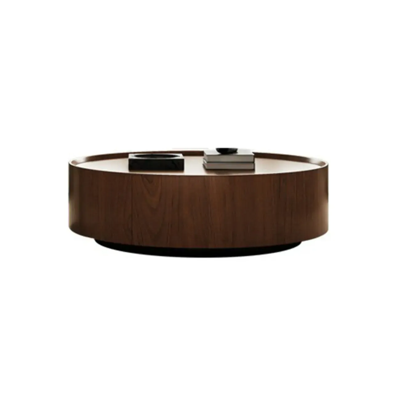 Modern Two-Part Glass Wood Round Coffee Table