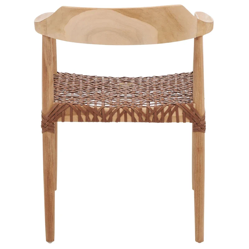 Munro Wanda Woven Leather & Solid Wood Accent Chair (Fully Assembled) - 22  W x 20.5  L x 28.5  H - 22Wx21Dx29H