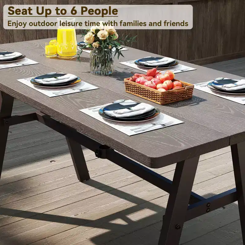 Costway 59 x 29.5 Rectangle Rustproof Patio Dining Table w/ 1.93 Umbrella Hole