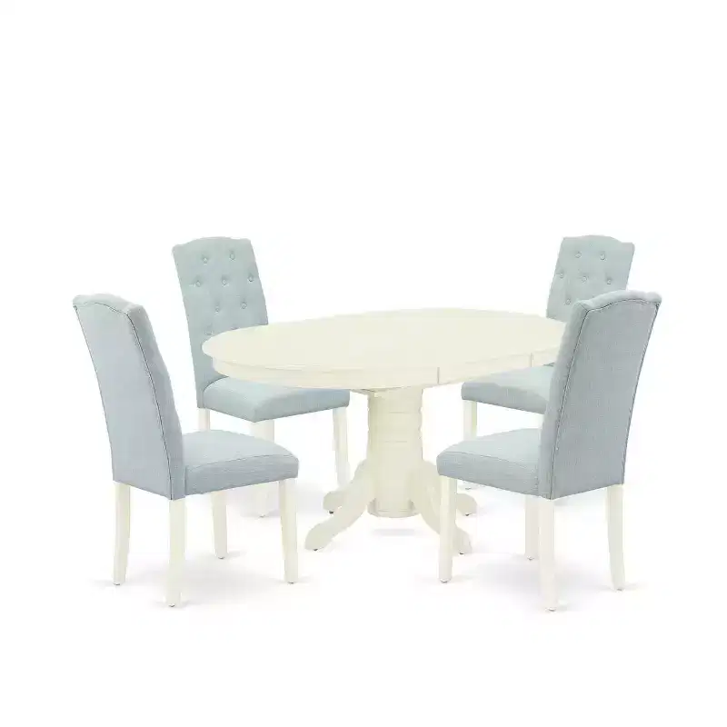HomeStock 5 Piece Linen White Parsons Dining Set