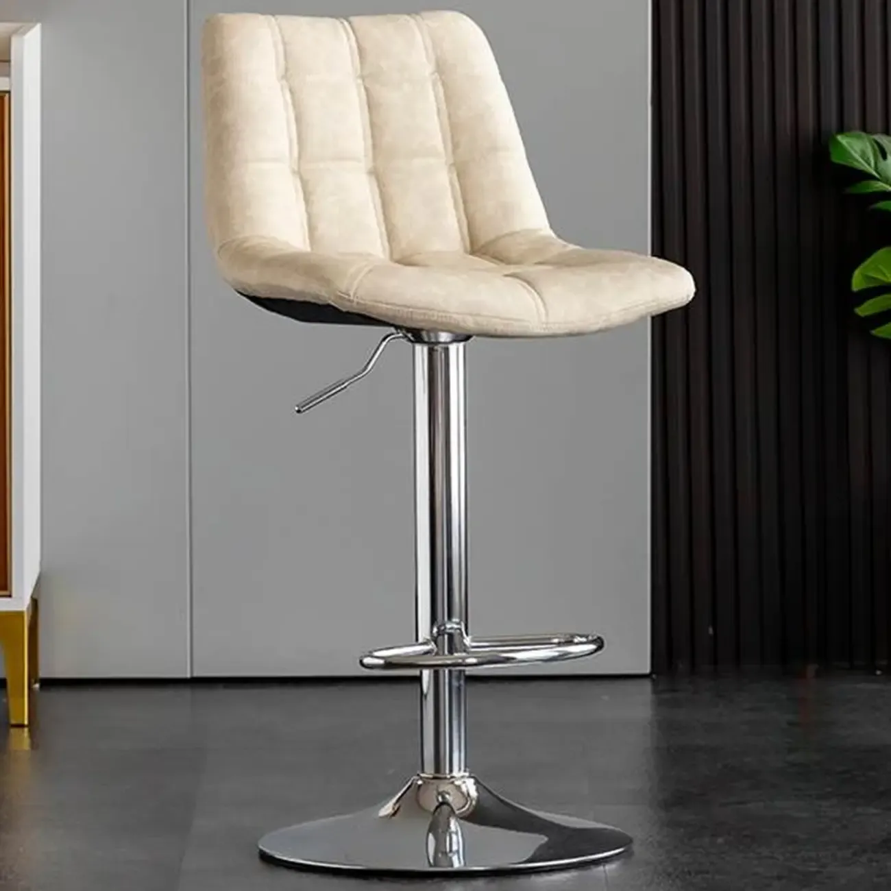Glam Faux Leather Swivel Adjustable Bar Stools