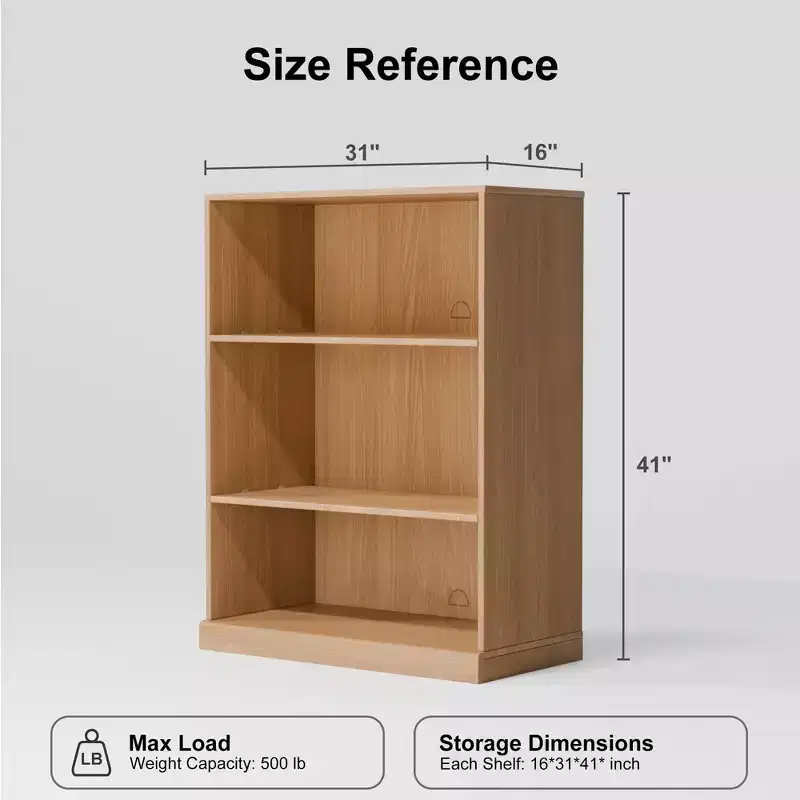 PexFix 41x31x16 Doorless Wood Bookshelf Storage Cabinet Bookcase&Office Cabinet for Kitchen Bedroom Entryway Living Room Dinning Room Natural