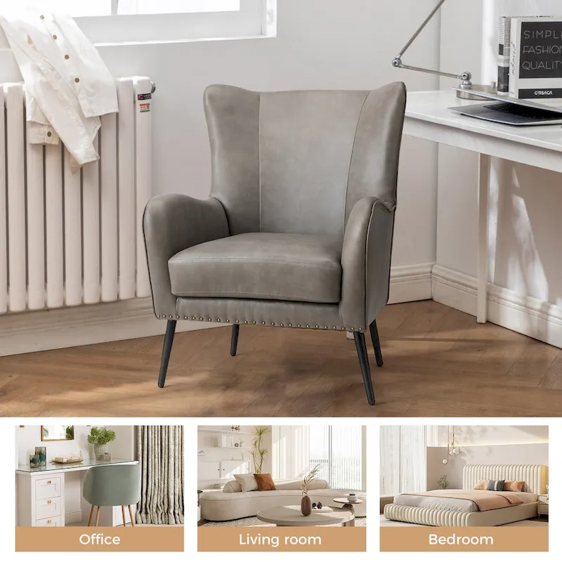 Invidiae Wooden Upholstered Armchair with Metal Legs