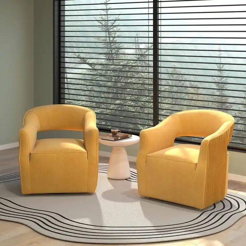 Modern Glam Velvet 360° Swivel Open-Back Accent Chair Set of 2