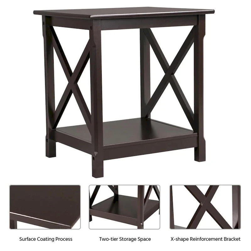Yaheetech X Design Wood Coffee Side End Table with Storage Shelf