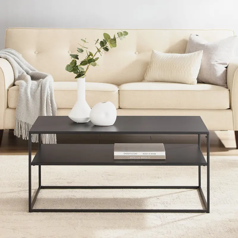 Matte Black Steel Coffee Table, 38