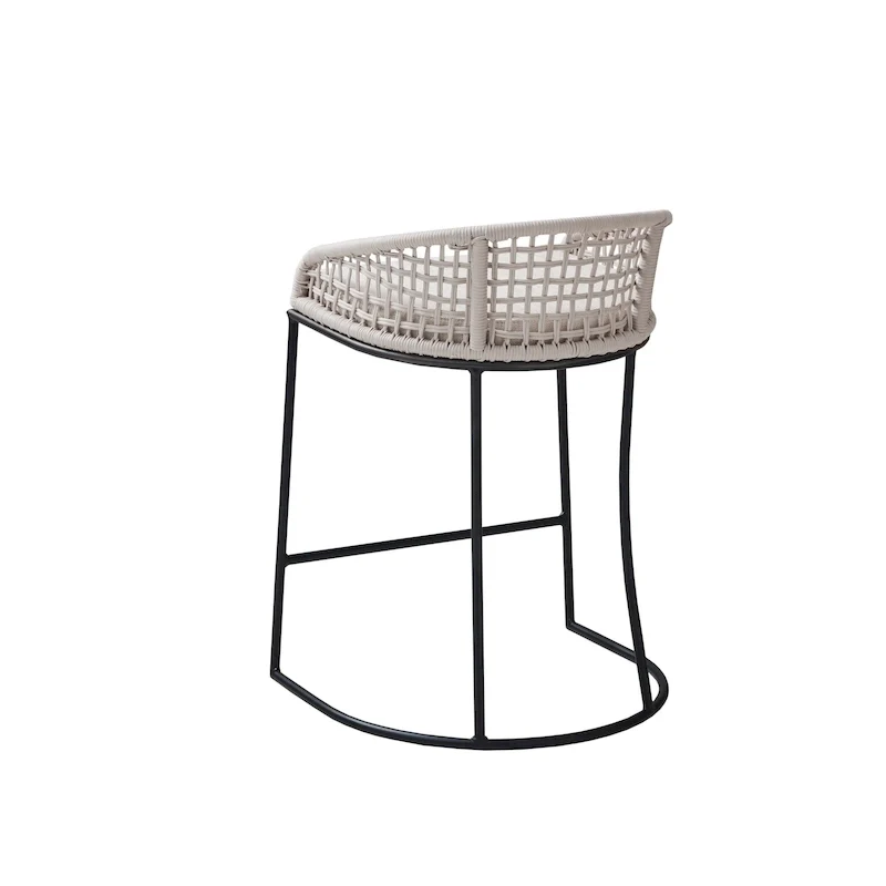 Natural/Dark Gray Woven Rope Back Counter Stool, 1-Person