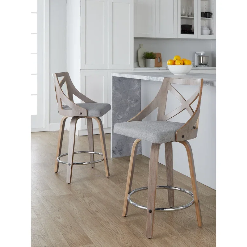 The Gray Barn Charlotte 24 Fixed-Height Counter Stool with Bent Wood Legs (Set of 2)
