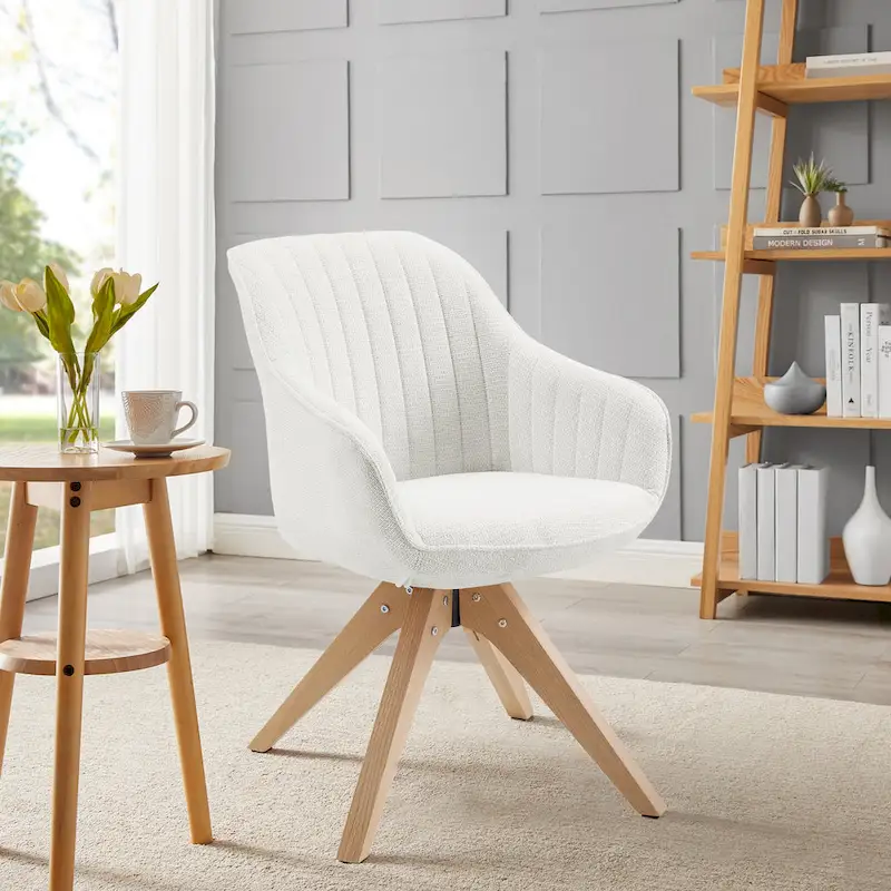 Classical Swivel Office Accent Chair with Wood Legs