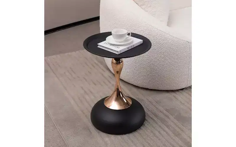 TUYOHW Mermaid Tail Pedestal Round Side Table, Anti-Rust Metal Tray Top Small Coffee Table, Versatile Accent Table, End Table for Living Room