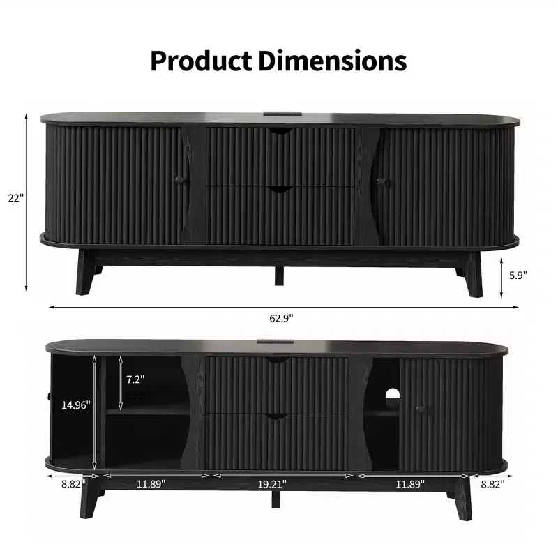 TV Stand Entertainment Center with Storage, 2 Doors & 2 Drawers, Media Console Table for TVs up to 70 Inches