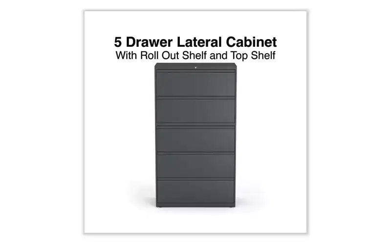 Alera Lateral File, 5 Legal/Letter/A4/A5-Size File Drawers, Charcoal, 36 x 18.63 x 67.63