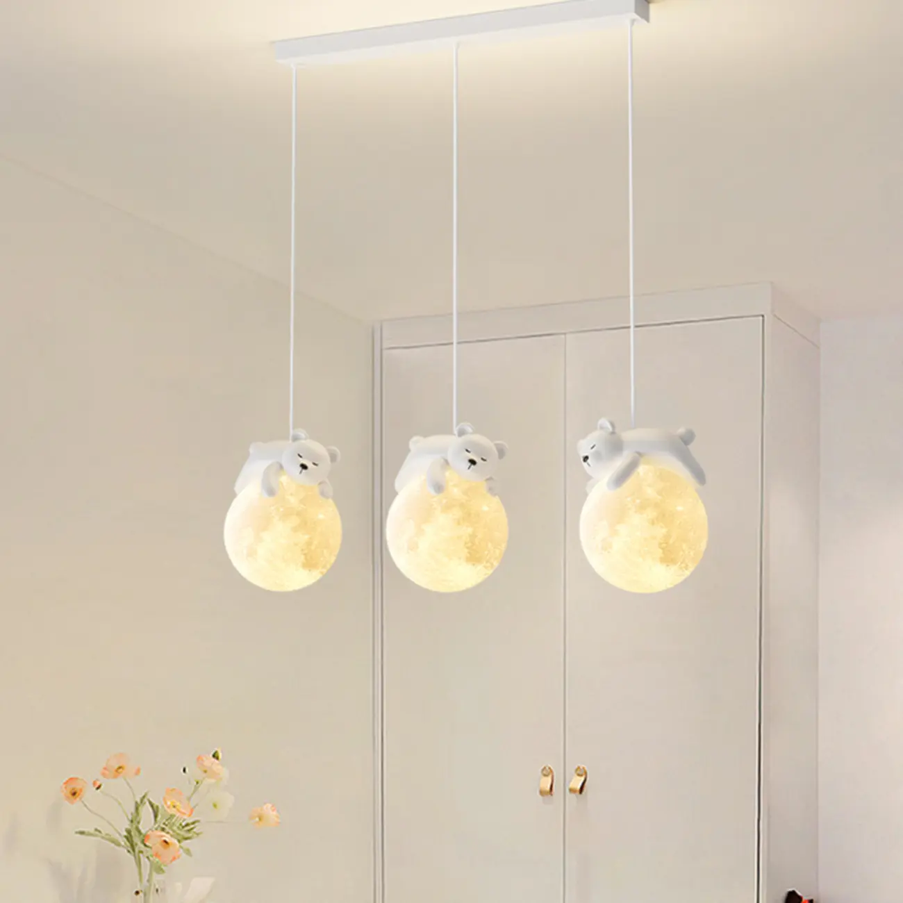Kids Cute Bear-Moon LED Island Pendant Light