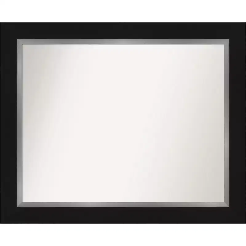 34" x 28" Non-Beveled Eva Bathroom Wall Mirror Black - Amanti Art: Modern Rectangle, Wall Mount, Polystyrene Frame
