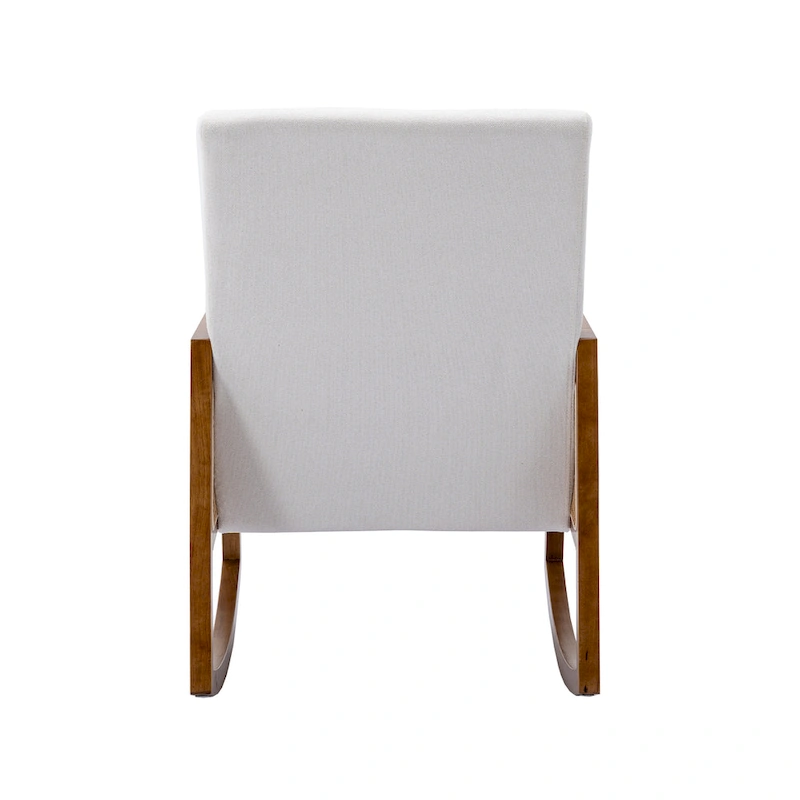 SEYNAR Modern PU Leather Rocking Chair with Rattan Arms